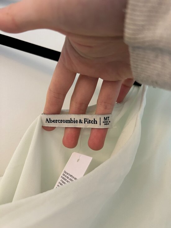 Abercrombie & Fitch One-Shoulder Chiffon Mini Dress Light Mint Green M Tall NWT - Picture 9 of 13